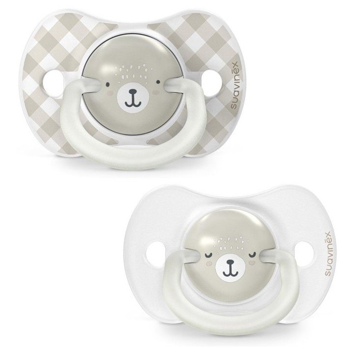Lot de 2 sucettes symétriques - SUAVINEX - Night&Day Wild&Free - SX Pro - 6 a 18 mois - Gris