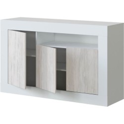 Buffet - BALTIK - Effet bois / Blanc - 3 portes