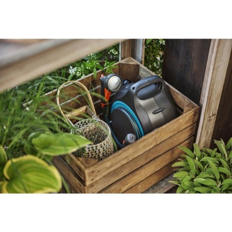 Dévidoir automatique portable - GARDENA - MoveMatic - Tuyau de 12,5 m Ø 8,5 mm + Tuyau de raccordement de 1,5 m + Pistolet-arr