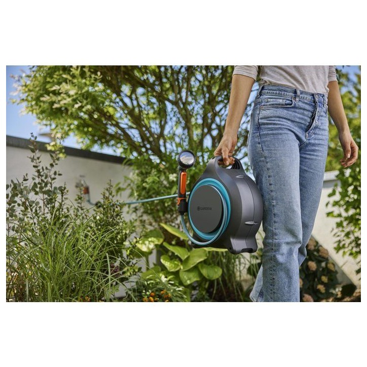 Dévidoir automatique portable - GARDENA - MoveMatic - Tuyau de 12,5 m Ø 8,5 mm + Tuyau de raccordement de 1,5 m + Pistolet-arr Dévidoir automatique portable - GARDENA - MoveMatic - Tuyau de 12,5 m Ø 8,5 mm + Tuyau de raccordement de 1,5 m + Pistolet-arr