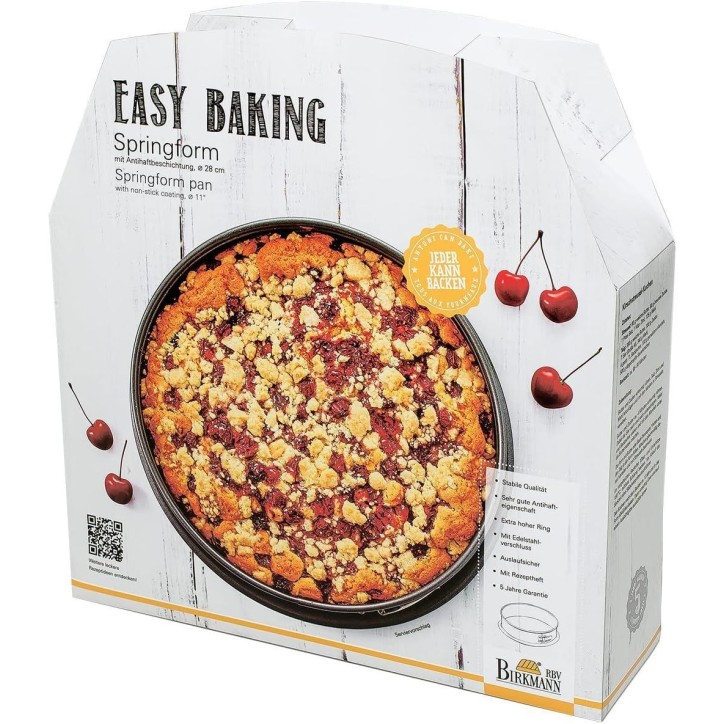 Moule a fond amovible - BIRKMANN - EASY BAKING - Acier carbone - Anti adhésif - 28 x 28 x 9 cm