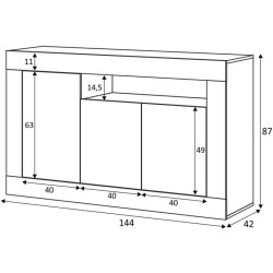 Buffet - BALTIK - Effet bois / Blanc - 3 portes