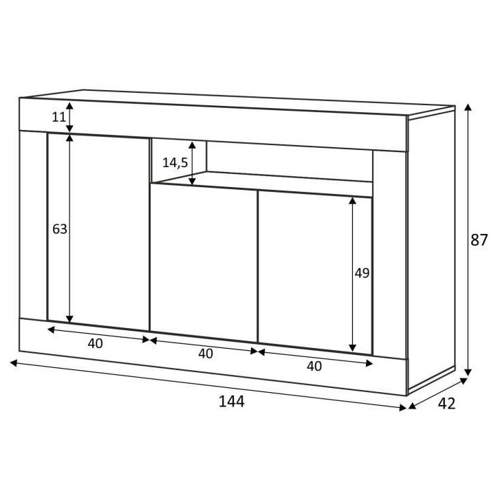 Buffet - BALTIK - Effet bois / Blanc - 3 portes Buffet - BALTIK - Effet bois / Blanc - 3 portes