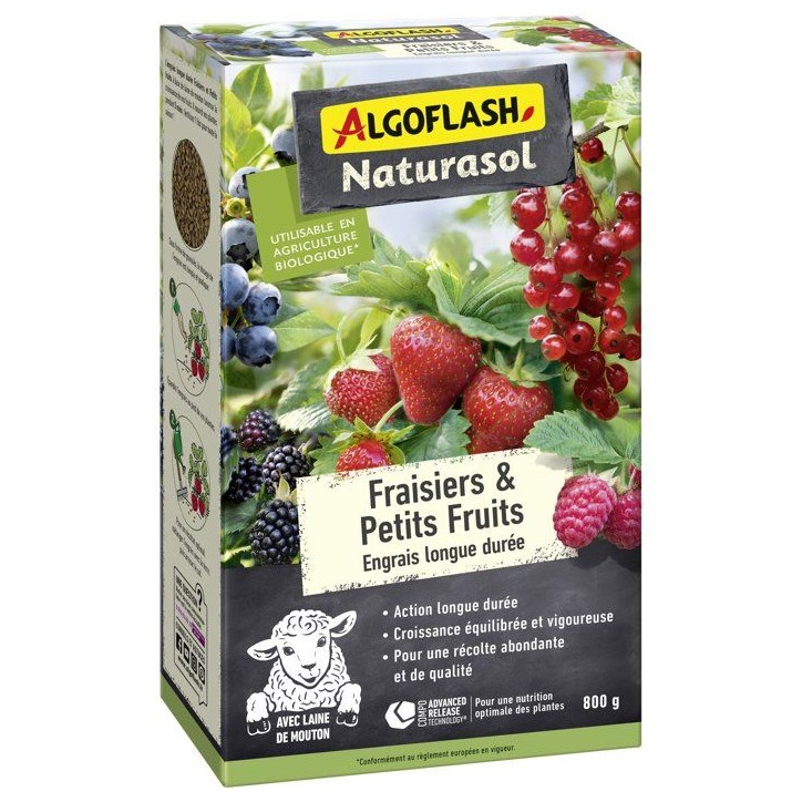 Engrais fraisiers et petits fruits - ALGOFLASH NATURASOL - Longue durée - 800 g - UAB Engrais fraisiers et petits fruits - ALGOFLASH NATURASOL - Longue durée - 800 g - UAB