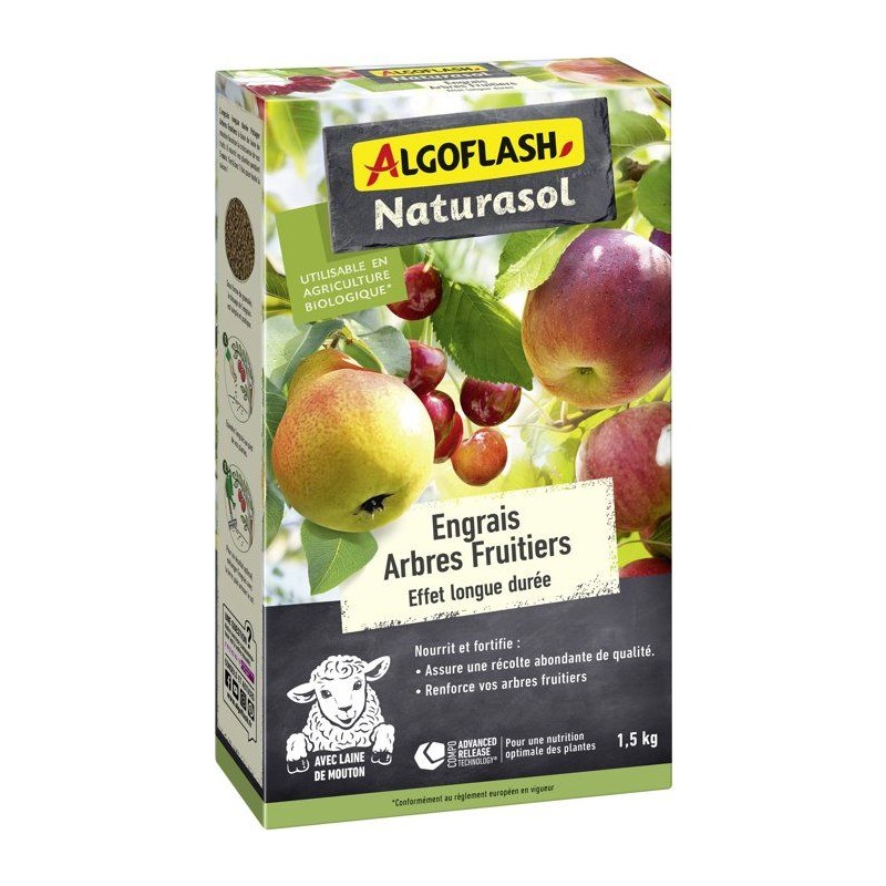Engrais arbres fruitiers - ALGOFLASH NATURASOL - Longue durée - 1,5 k