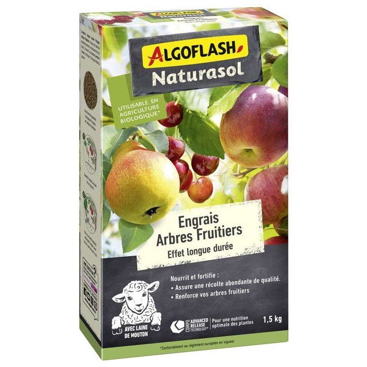 Engrais arbres fruitiers - ALGOFLASH NATURASOL - Longue durée - 1,5 kg - UAB