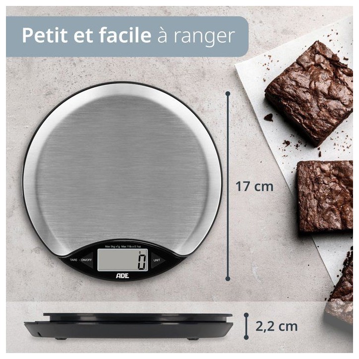 Balance de cuisine digitale - ADE - ANJA - Plastique ABS - 17 x 17 x 2,2 cm - Inclus 1 pile Cr 2032 Balance de cuisine digitale - ADE - ANJA - Plastique ABS - 17 x 17 x 2,2 cm - Inclus 1 pile Cr 2032