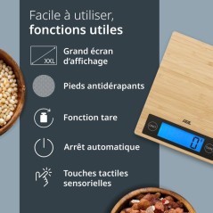 Balance de cuisine digitale - ADE - RAMONA - Bambou - 23 x 18 x 2 cm -