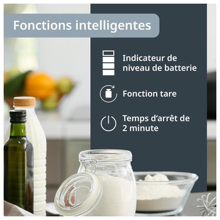Balance de cuisine digitale - ADE - LEONIE - Plastique ABS - 22 x 17 cm - Inclus 1 pile Cr 2032 - Noir