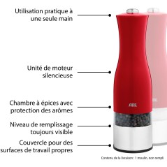 Moulin Poivre/Sel électrique - ADE -KITCHEN GADGETS - Acier inoxydabl