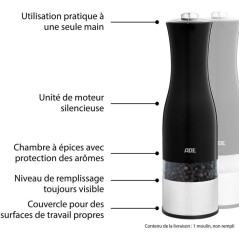 Moulin Poivre/Sel électrique - ADE -KITCHEN GADGETS - Acier inoxydabl