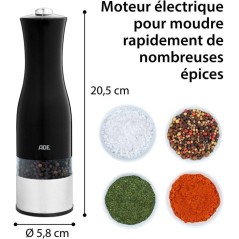 Moulin Poivre/Sel électrique - ADE -KITCHEN GADGETS - Acier inoxydabl