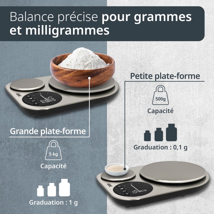 Balance de cuisine duo digitale - ADE - ISABELLA - Acier inoxydable/Plastique - 23x16,5 cm - Inclus 3 piles AAA Balance de cuisine duo digitale - ADE - ISABELLA - Acier inoxydable/Plastique - 23x16,5 cm - Inclus 3 piles AAA