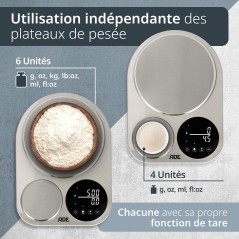 Balance de cuisine duo digitale - ADE - ISABELLA - Acier inoxydable/Pl