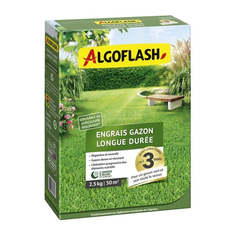 Engrais gazon - ALGOFLASH - Longue durée - 2,5 kg