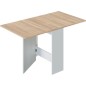 Table de cuisine rabattable FLY - Mélaminé blanc artik et chene - L 31/140 x P 77 x H 78 cm
