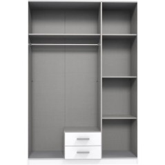 Armoire AGIA - 3 portes battantes + 2 tiroirs - Décor anthracite et c