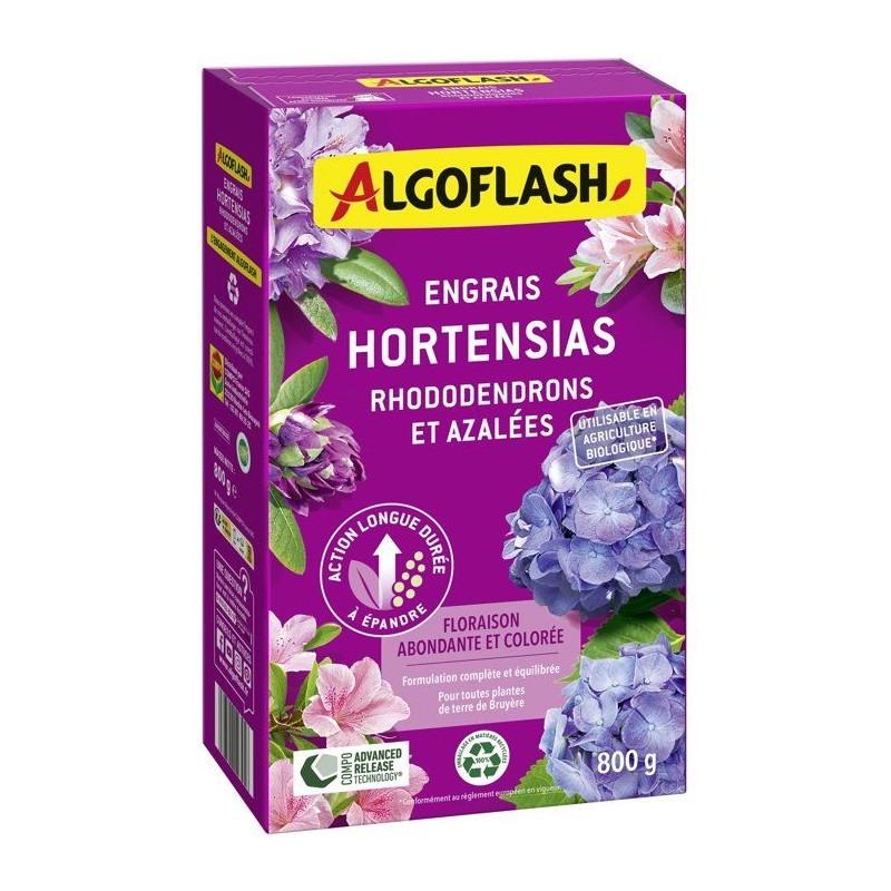 Engrais acidophiles - ALGOFLASH - Hortensias, rhododendrons & azalées