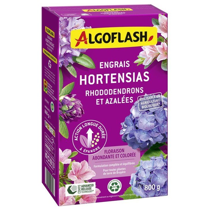 Engrais acidophiles - ALGOFLASH - Hortensias, rhododendrons & azalées - 800 g - UAB Engrais acidophiles - ALGOFLASH - Hortensias, rhododendrons & azalées - 800 g - UAB
