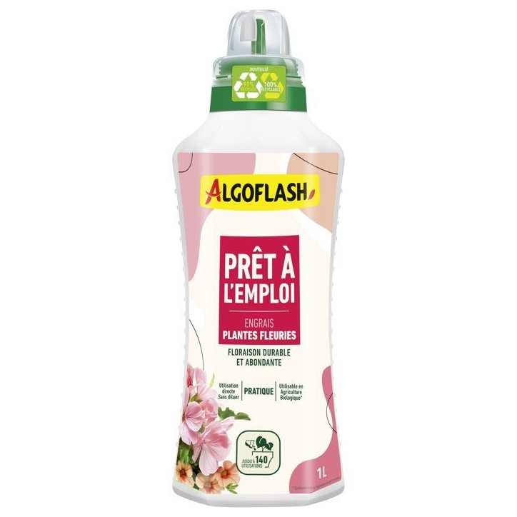 Engrais pret a l'emploi - ALGOFLASH - Plantes fleuries - 1 L - UAB Engrais pret a l'emploi - ALGOFLASH - Plantes fleuries - 1 L - UAB