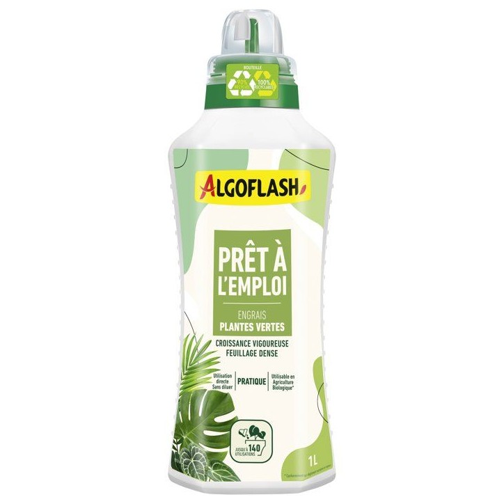Engrais pret a l'emploi - ALGOFLASH - Plantes vertes - 1 L - UAB Engrais pret a l'emploi - ALGOFLASH - Plantes vertes - 1 L - UAB