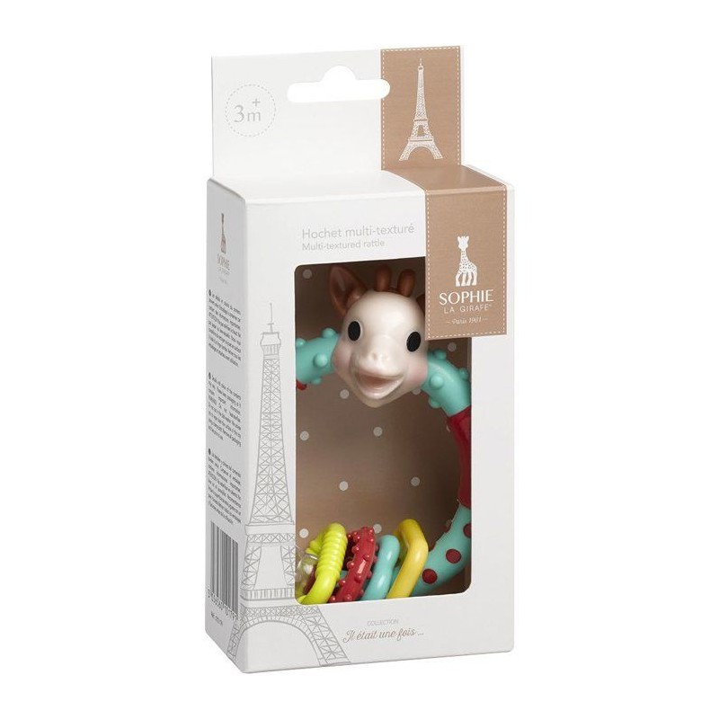 Hochet - SOPHIE LA GIRAFE - Multi-textures - Billes sonores - Formes a