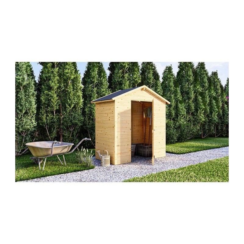 Abri de jardin en bois - Pin brut - 1,86 m² - Panneaux de 12 mm