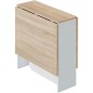 Table de cuisine rabattable FLY - Mélaminé blanc artik et chene - L 31/140 x P 77 x H 78 cm