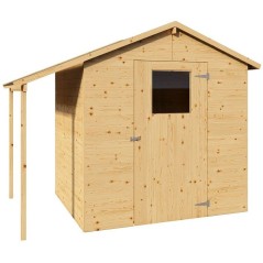Abri de jardin en bois avec appentis - Pin brut - 2,96 m² (abri) + 0,