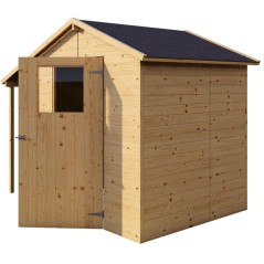 Abri de jardin en bois avec appentis - Pin brut - 2,96 m² (abri) + 0,