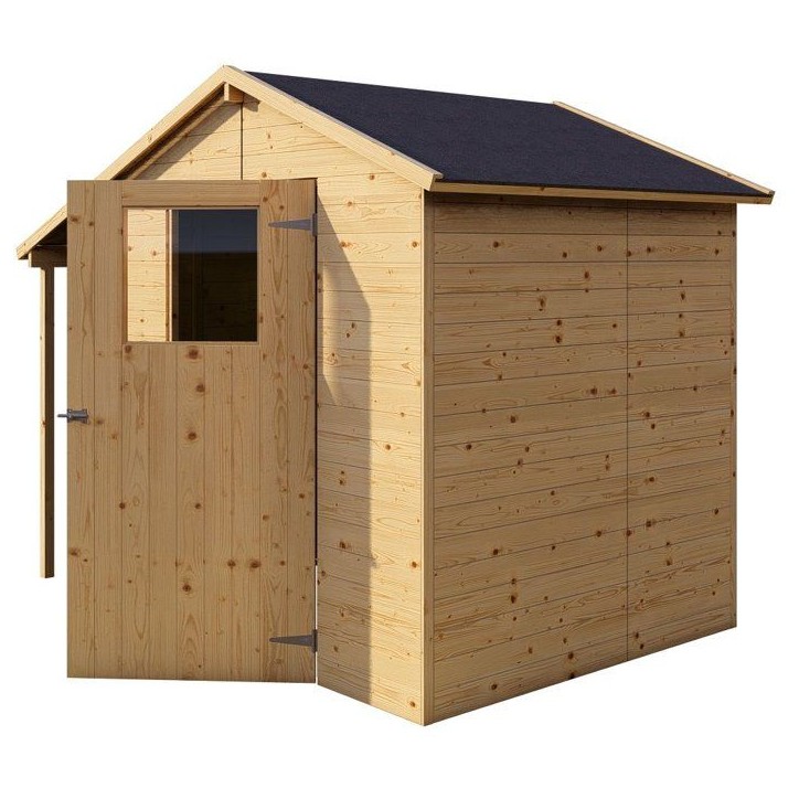Abri de jardin en bois avec appentis - Pin brut - 2,96 m² (abri) + 0,88 m² (appentis) - Panneaux de 12 mm