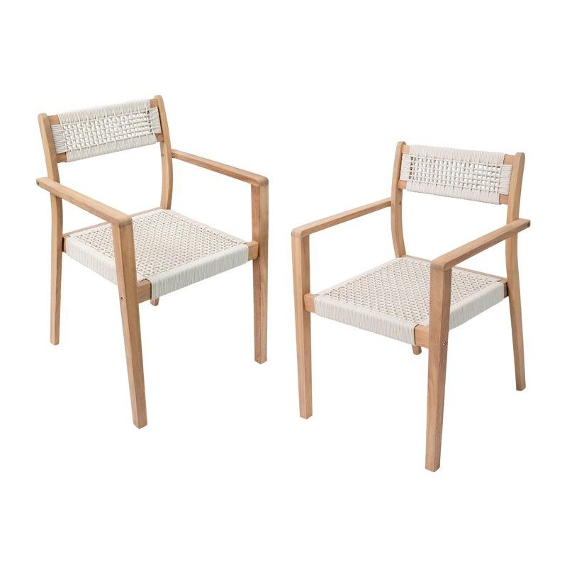 Lot de 2 fauteuils de jardin - ARAWA - Bois d'Acacia FSC - Empilable -
