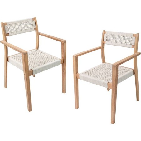 Lot de 2 fauteuils de jardin - ARAWA - Bois d'Acacia FSC - Empilable -