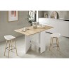 Table de cuisine rabattable FLY - Mélaminé blanc artik et chene - L