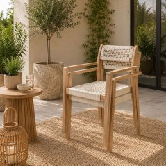 Lot de 2 fauteuils de jardin - ARAWA - Bois d'Acacia FSC - Empilable -