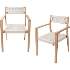 Lot de 2 fauteuils de jardin - ARAWA - Bois d'Acacia FSC - Empilable -