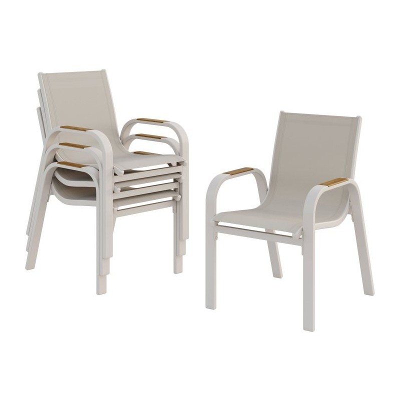 Lot de 4 fauteuils repas de jardin - VIANEA – Structure aluminium et