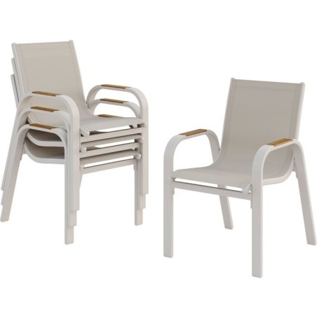 Lot de 4 fauteuils repas de jardin - VIANEA – Structure aluminium et