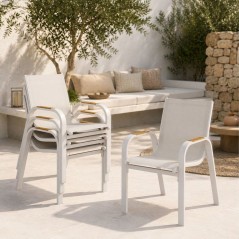 Lot de 4 fauteuils repas de jardin - VIANEA – Structure aluminium et