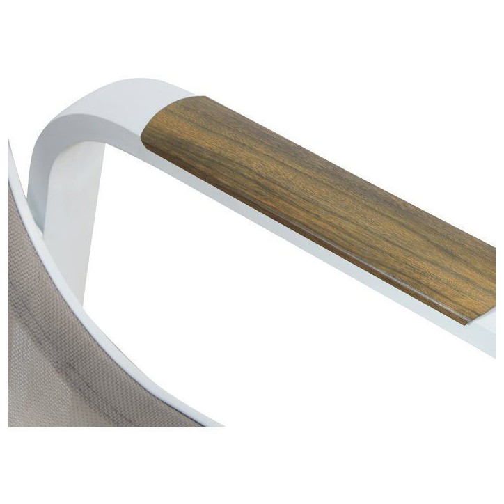 Lot de 4 fauteuils repas de jardin - VIANEA – Structure aluminium et textilene – Blanc et naturel - 52 x 64 x 86 cm