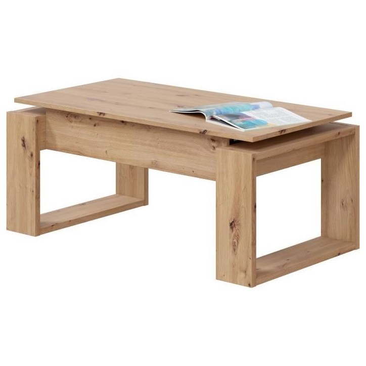 Table basse relevable - BALTIK - Rectangulaire - Chene - Sur pieds - 105 x 55 x 45 cm Table basse relevable - BALTIK - Rectangulaire - Chene - Sur pieds - 105 x 55 x 45 cm