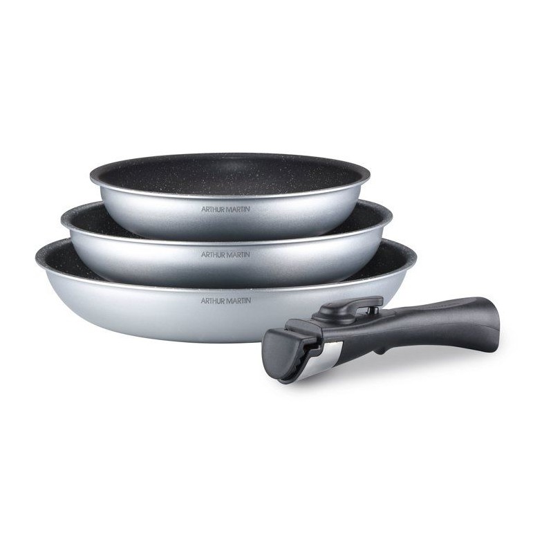 Set de 3 poeles - Tous feux dont induction - 20-24-28 cm Arthur Martin