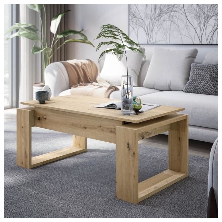 Table basse relevable - BALTIK - Rectangulaire - Chene - Sur pieds - 105 x 55 x 45 cm Table basse relevable - BALTIK - Rectangulaire - Chene - Sur pieds - 105 x 55 x 45 cm