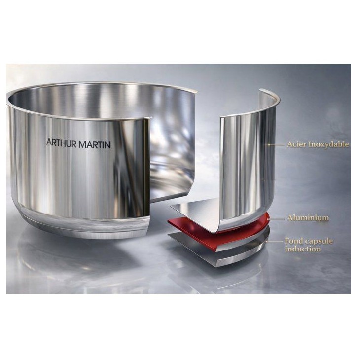 Batterie de cuisine - AM3213 - Tous feux dont induction - ARTHUR MARTIN - Sans PFOA/PFAS - Acier inoxydable 18/10 - 8 pieces Batterie de cuisine - AM3213 - Tous feux dont induction - ARTHUR MARTIN - Sans PFOA/PFAS - Acier inoxydable 18/10 - 8 pieces