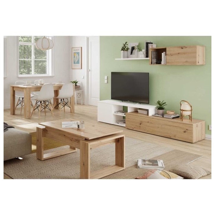 Table basse relevable - BALTIK - Rectangulaire - Chene - Sur pieds - 105 x 55 x 45 cm Table basse relevable - BALTIK - Rectangulaire - Chene - Sur pieds - 105 x 55 x 45 cm