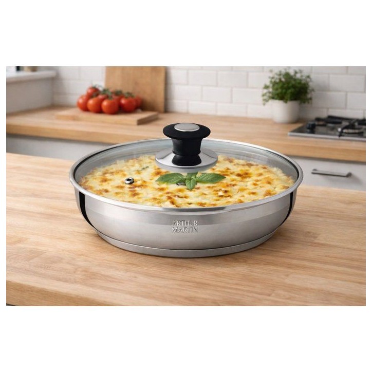 Batterie de cuisine - AM3220 - Tous feux dont induction - ARTHUR MARTIN - Sans PFOA/PFAS - Acier inoxydable 18/10 - 11 pieces Batterie de cuisine - AM3220 - Tous feux dont induction - ARTHUR MARTIN - Sans PFOA/PFAS - Acier inoxydable 18/10 - 11 pieces