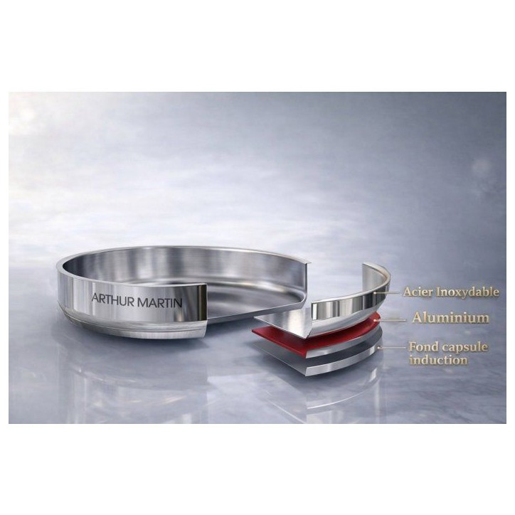 Batterie de cuisine - AM3220 - Tous feux dont induction - ARTHUR MARTIN - Sans PFOA/PFAS - Acier inoxydable 18/10 - 11 pieces Batterie de cuisine - AM3220 - Tous feux dont induction - ARTHUR MARTIN - Sans PFOA/PFAS - Acier inoxydable 18/10 - 11 pieces