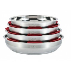 Batterie de cuisine - AM3237 - Tous feux dont induction - ARTHUR MARTIN - Sans PFOA/PFAS - Acier inoxydable 18/10 - 16 pieces