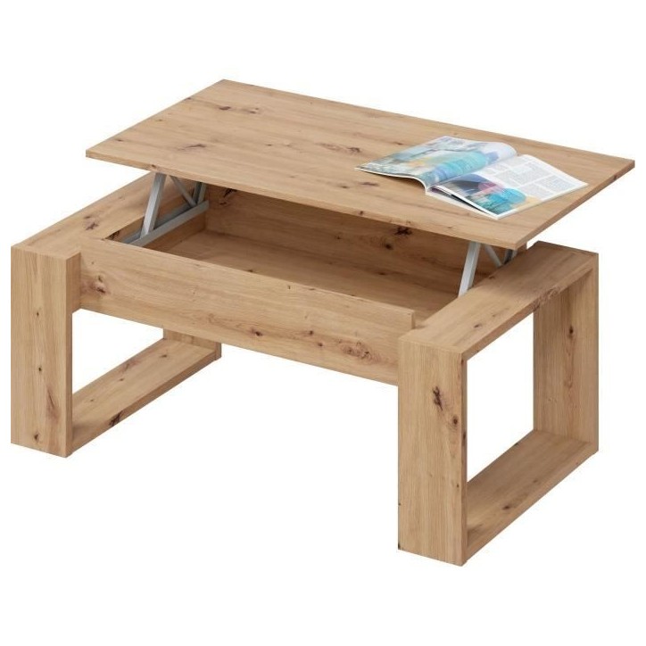 Table basse relevable - BALTIK - Rectangulaire - Chene - Sur pieds - 105 x 55 x 45 cm Table basse relevable - BALTIK - Rectangulaire - Chene - Sur pieds - 105 x 55 x 45 cm