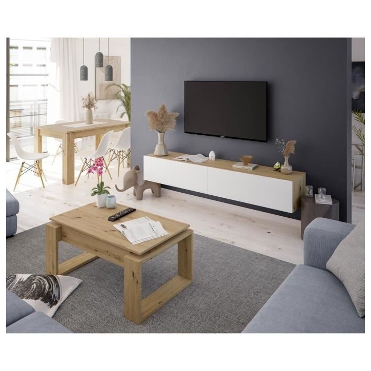 Table basse relevable - BALTIK - Rectangulaire - Chene - Sur pieds - 105 x 55 x 45 cm Table basse relevable - BALTIK - Rectangulaire - Chene - Sur pieds - 105 x 55 x 45 cm